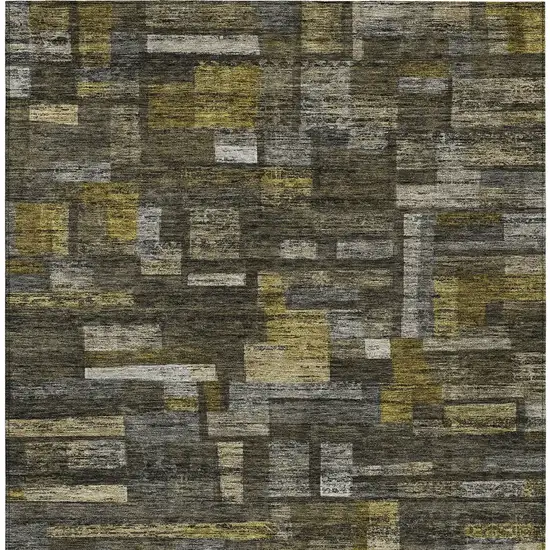Charcoal Gray And Green Striped Washable Indoor Outdoor Area Rug Photo 6