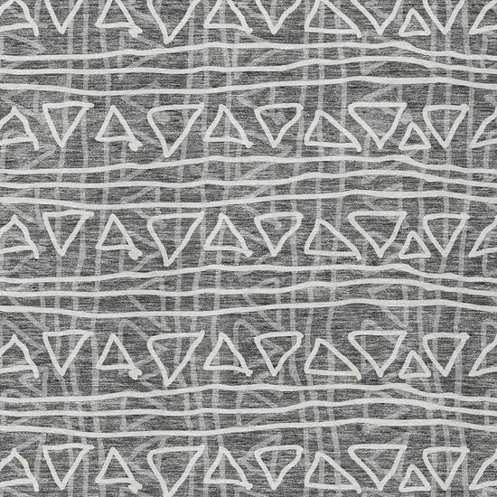 Charcoal Gray And Ivory Geometric Washable Indoor Outdoor Area Rug Photo 7