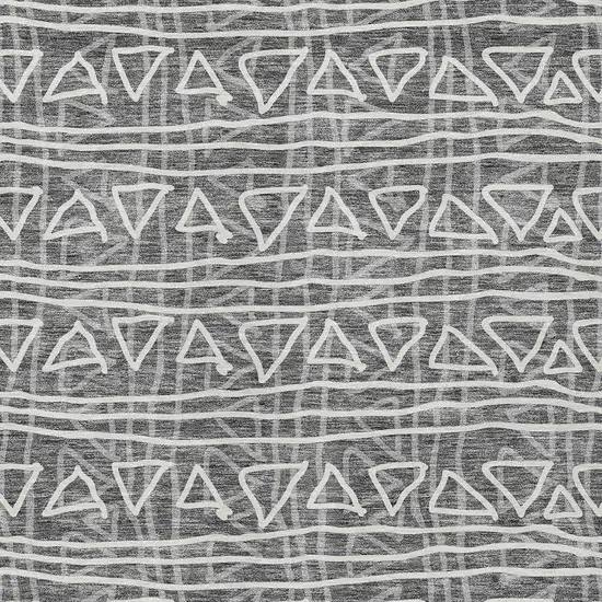 Charcoal Gray And Ivory Geometric Washable Indoor Outdoor Area Rug Photo 5