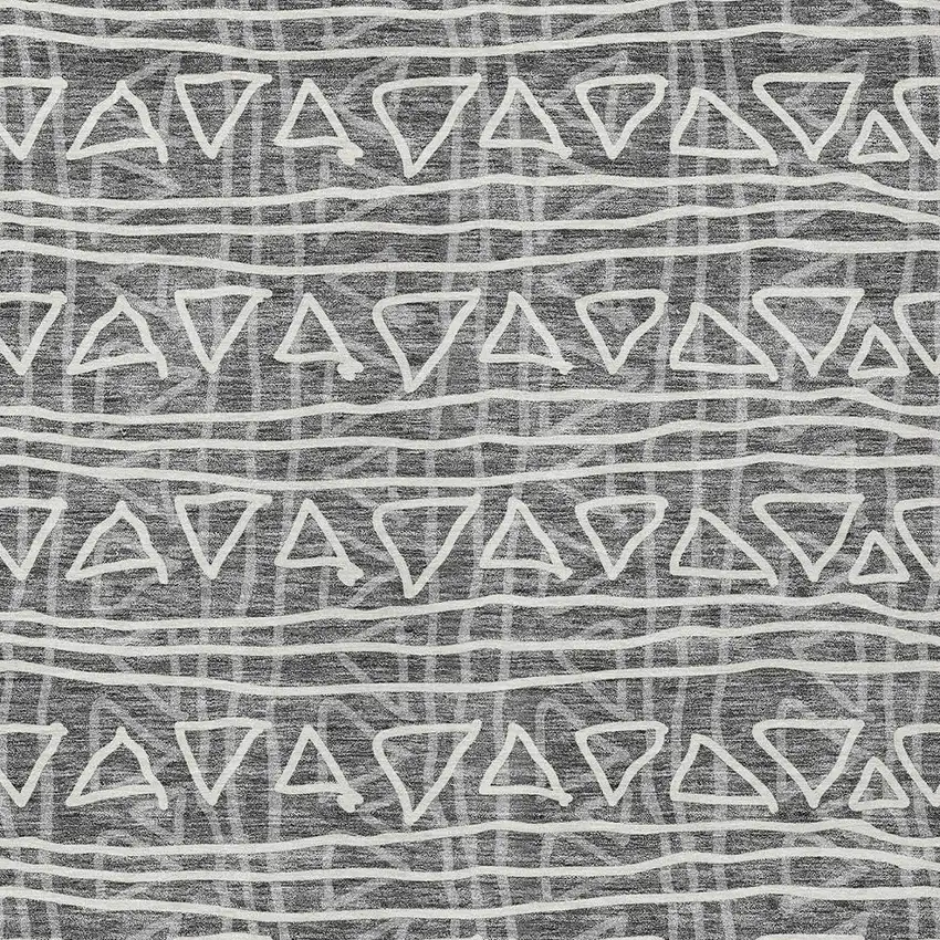 Charcoal Gray And Ivory Geometric Washable Indoor Outdoor Area Rug Photo 5
