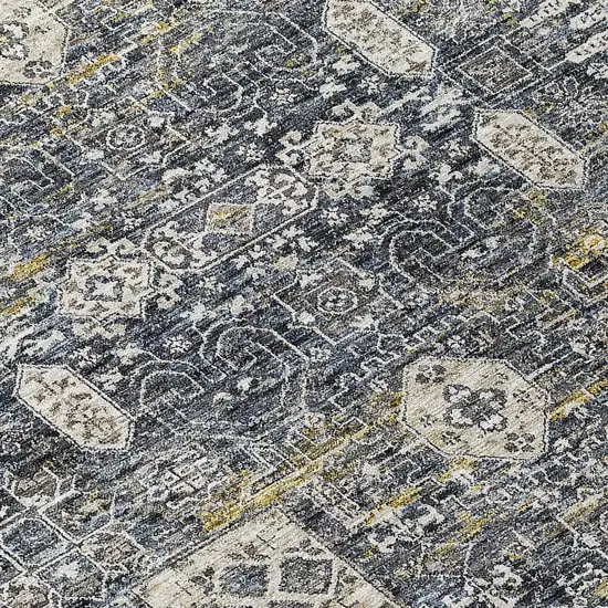 Charcoal Gray And Ivory Oriental Washable Indoor Outdoor Area Rug Photo 5