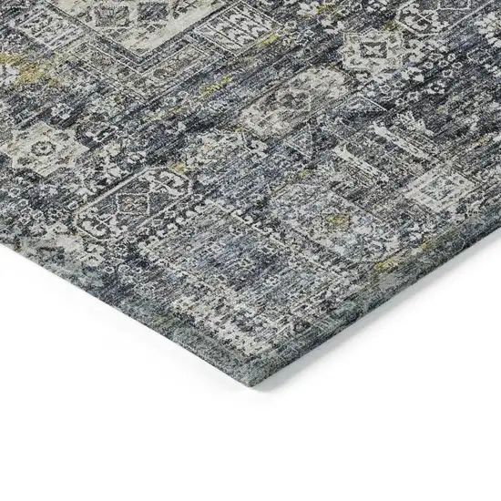 Charcoal Gray And Ivory Oriental Washable Indoor Outdoor Area Rug Photo 4