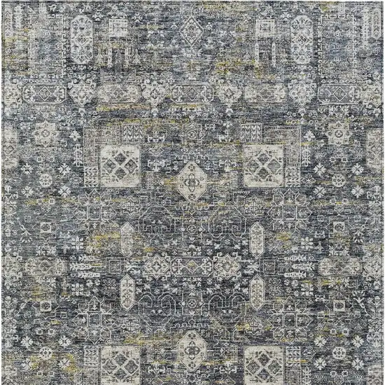 Charcoal Gray And Ivory Oriental Washable Indoor Outdoor Area Rug Photo 6