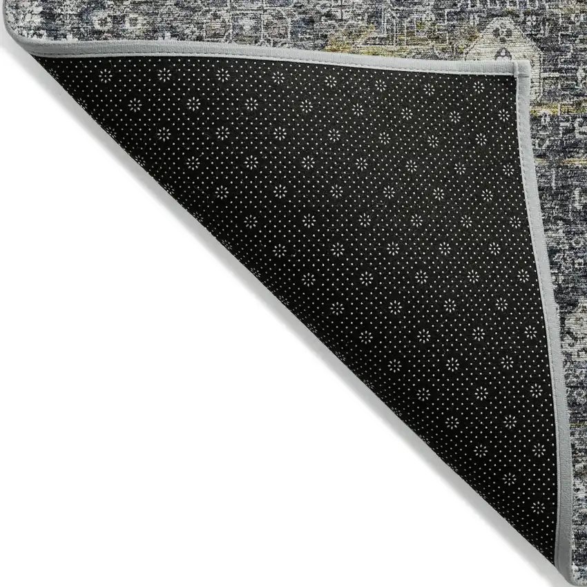 Charcoal Gray And Ivory Oriental Washable Indoor Outdoor Area Rug Photo 2