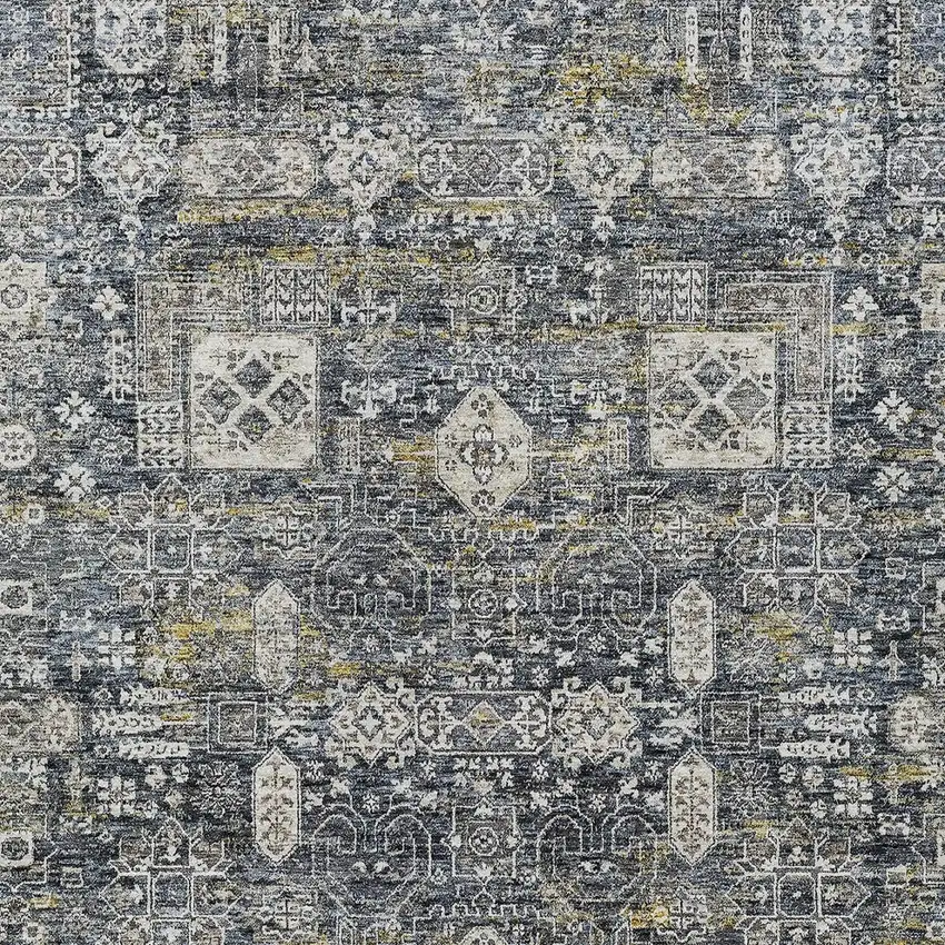 Charcoal Gray And Ivory Oriental Washable Indoor Outdoor Area Rug Photo 5