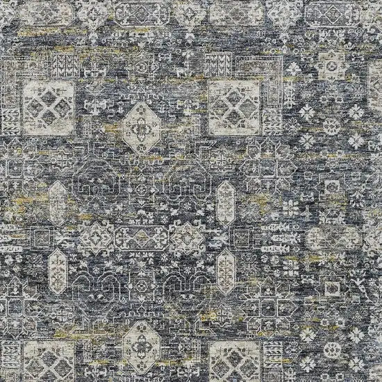 Charcoal Gray And Ivory Oriental Washable Indoor Outdoor Area Rug Photo 5