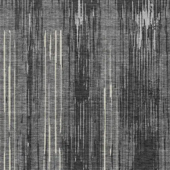 Charcoal Gray And Ivory Striped Washable Indoor Outdoor Area Rug Photo 6