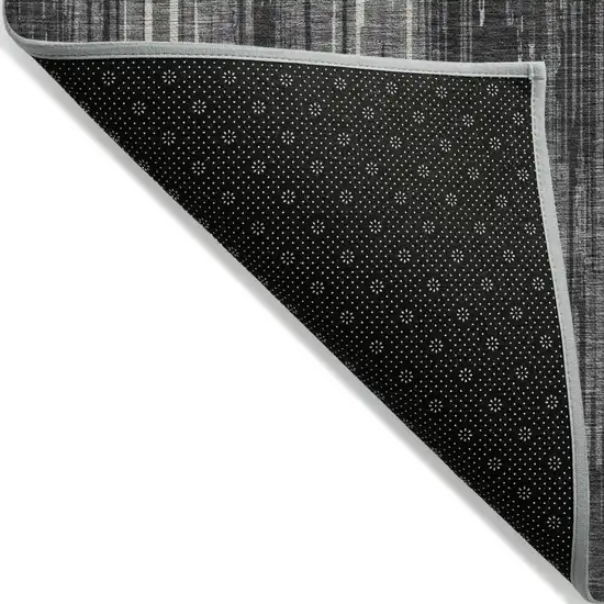 Charcoal Gray And Ivory Striped Washable Indoor Outdoor Area Rug Photo 4