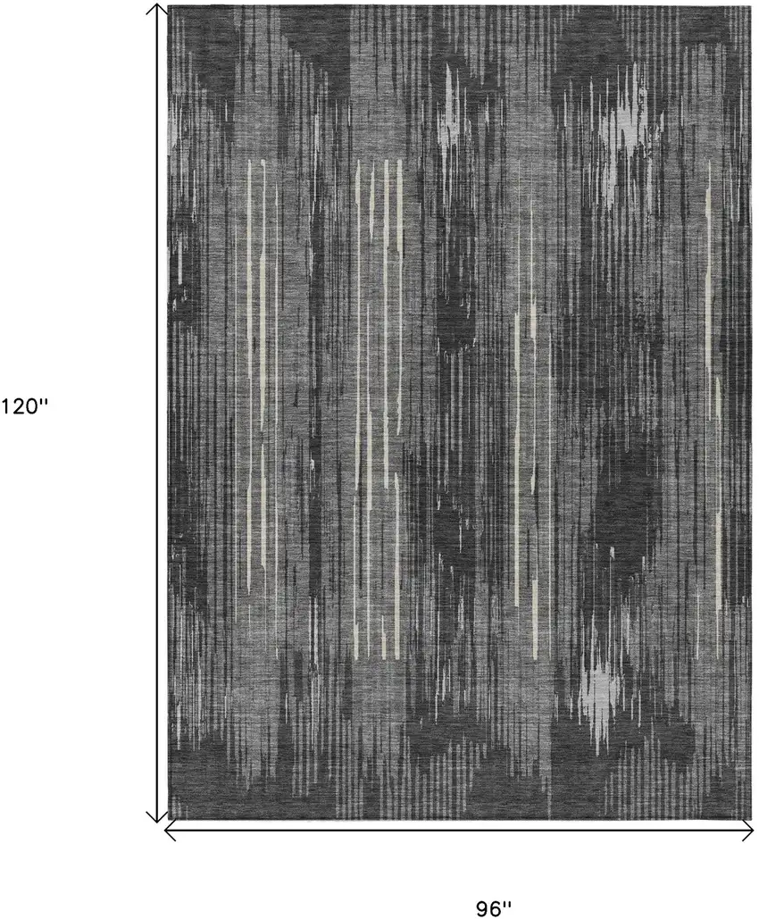 Charcoal Gray And Ivory Striped Washable Indoor Outdoor Area Rug Photo 3