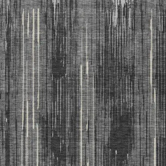 Charcoal Gray And Ivory Striped Washable Indoor Outdoor Area Rug Photo 6
