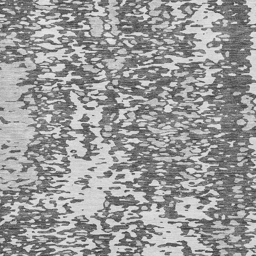 Charcoal Gray And Silver Abstract Washable Area Rug With UV Protection Photo 2
