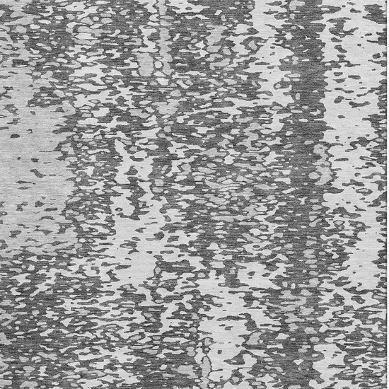 Charcoal Gray And Silver Abstract Washable Area Rug With UV Protection Photo 2