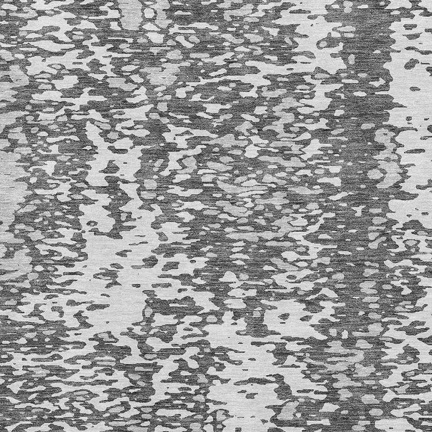 Charcoal Gray And Silver Abstract Washable Area Rug With UV Protection Photo 2