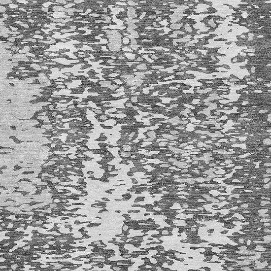 Charcoal Gray And Silver Abstract Washable Area Rug With UV Protection Photo 2