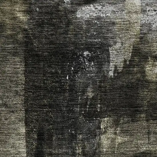 Charcoal Gray And Silver Abstract Washable Area Rug With UV Protection Photo 2