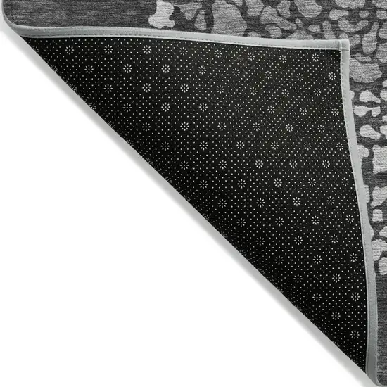 Charcoal Gray And Silver Abstract Washable Indoor Outdoor Area Rug Photo 3
