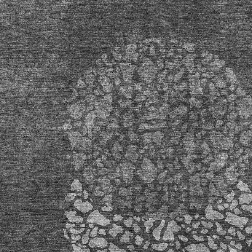 Charcoal Gray And Silver Abstract Washable Indoor Outdoor Area Rug Photo 4