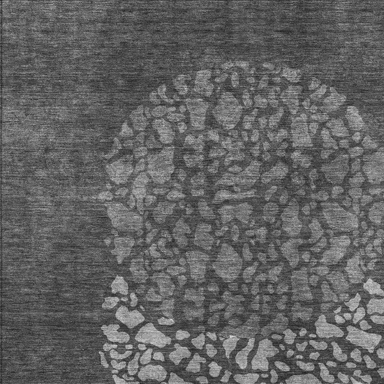Charcoal Gray And Silver Abstract Washable Indoor Outdoor Area Rug Photo 4