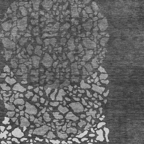 Charcoal Gray And Silver Abstract Washable Indoor Outdoor Area Rug Photo 4