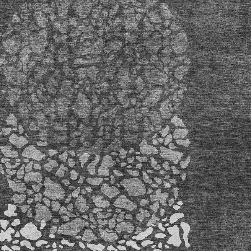 Charcoal Gray And Silver Abstract Washable Indoor Outdoor Area Rug Photo 4