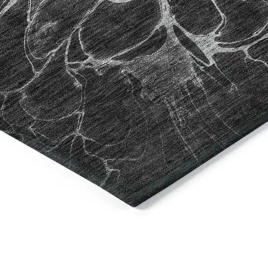 Charcoal Gray And Silver Abstract Washable Indoor Outdoor Area Rug Photo 4