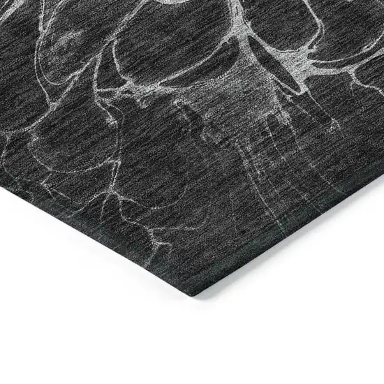 Charcoal Gray And Silver Abstract Washable Indoor Outdoor Area Rug Photo 4