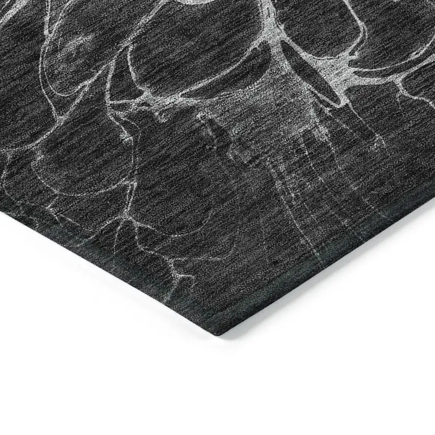 Charcoal Gray And Silver Abstract Washable Indoor Outdoor Area Rug Photo 4