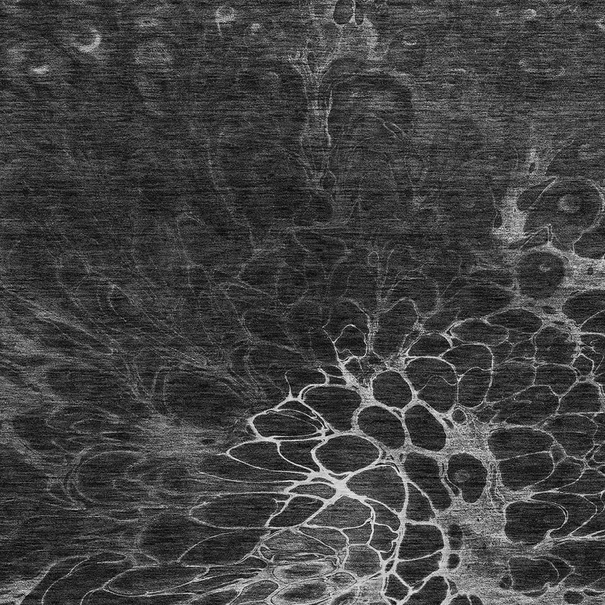 Charcoal Gray And Silver Abstract Washable Indoor Outdoor Area Rug Photo 6