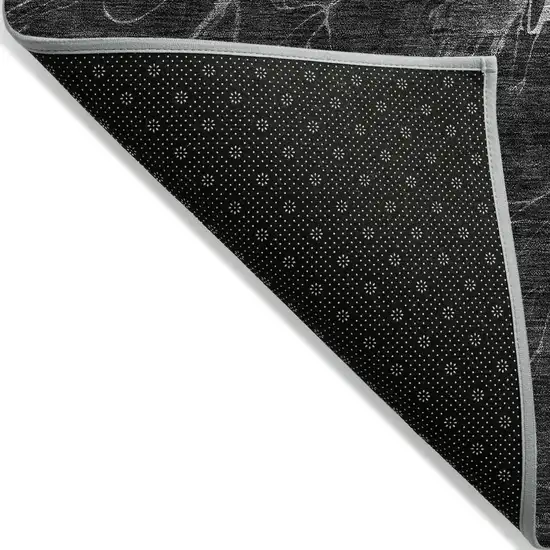 Charcoal Gray And Silver Abstract Washable Indoor Outdoor Area Rug Photo 4