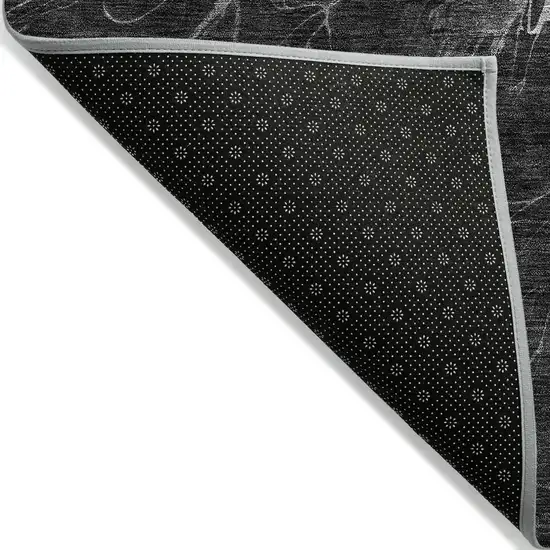 Charcoal Gray And Silver Abstract Washable Indoor Outdoor Area Rug Photo 4
