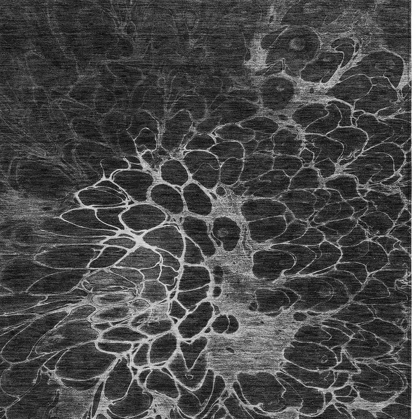 Charcoal Gray And Silver Abstract Washable Indoor Outdoor Area Rug Photo 6