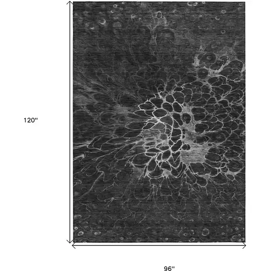 Charcoal Gray And Silver Abstract Washable Indoor Outdoor Area Rug Photo 3