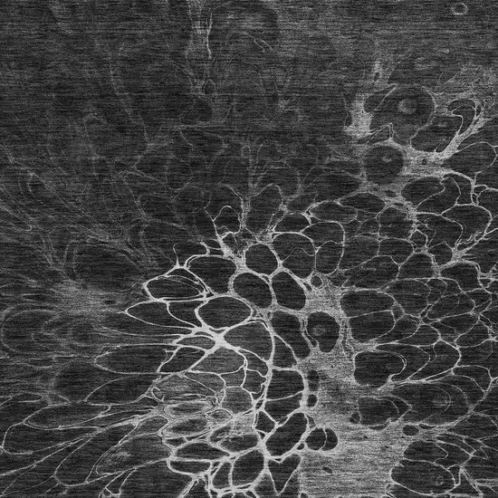 Charcoal Gray And Silver Abstract Washable Indoor Outdoor Area Rug Photo 6