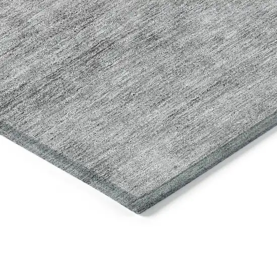 Charcoal Gray And Silver Abstract Washable Indoor Outdoor Area Rug Photo 5
