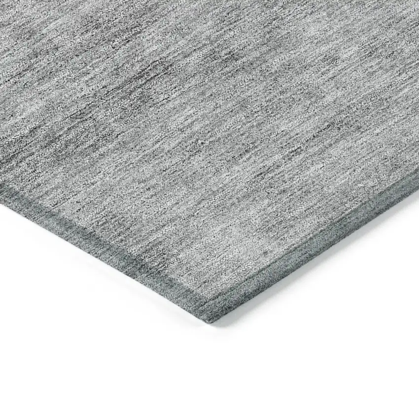 Charcoal Gray And Silver Abstract Washable Indoor Outdoor Area Rug Photo 5