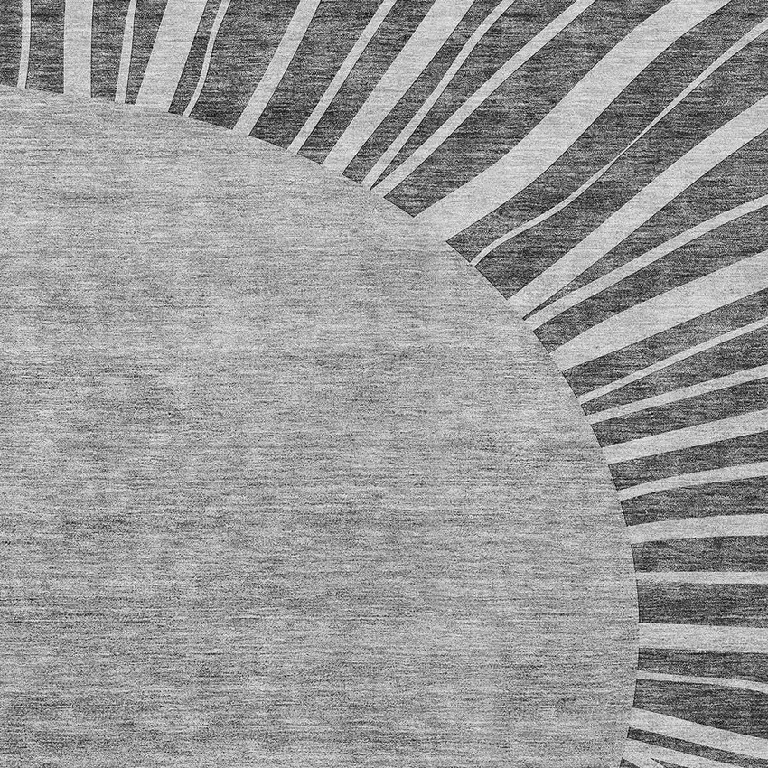 Charcoal Gray And Silver Abstract Washable Indoor Outdoor Area Rug Photo 6