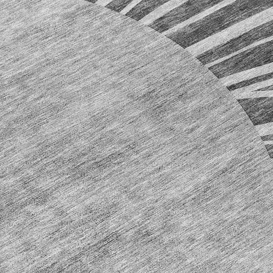 Charcoal Gray And Silver Abstract Washable Indoor Outdoor Area Rug Photo 8