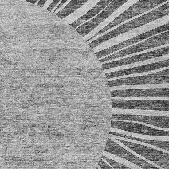 Charcoal Gray And Silver Abstract Washable Indoor Outdoor Area Rug Photo 6