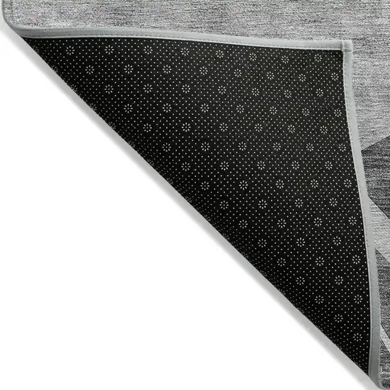 Charcoal Gray And Silver Abstract Washable Indoor Outdoor Area Rug Photo 4