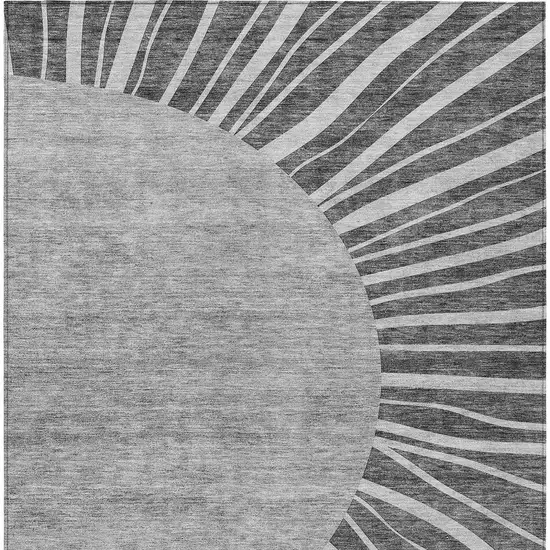 Charcoal Gray And Silver Abstract Washable Indoor Outdoor Area Rug Photo 4
