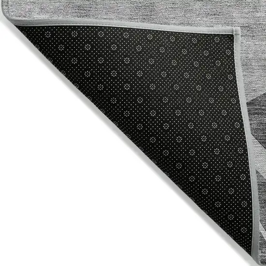 Charcoal Gray And Silver Abstract Washable Indoor Outdoor Area Rug Photo 2