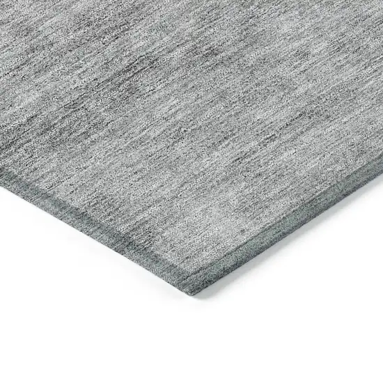 Charcoal Gray And Silver Abstract Washable Indoor Outdoor Area Rug Photo 3