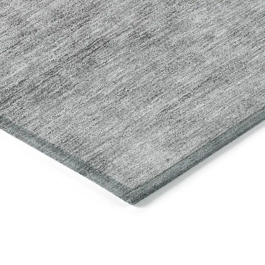 Charcoal Gray And Silver Abstract Washable Indoor Outdoor Area Rug Photo 3
