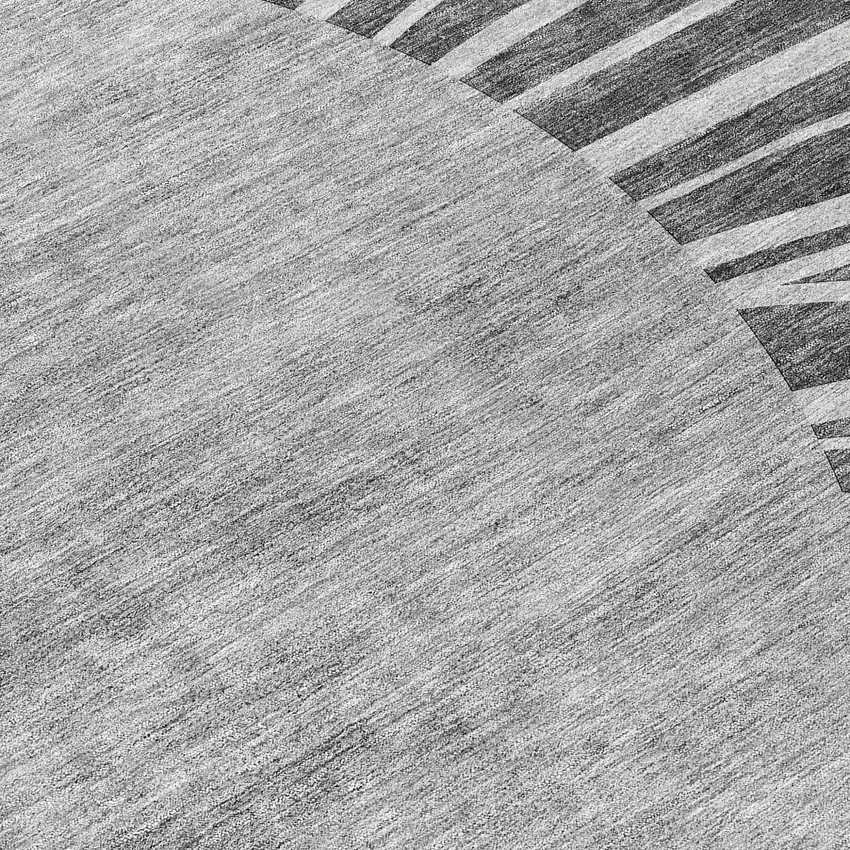 Charcoal Gray And Silver Abstract Washable Indoor Outdoor Area Rug Photo 7