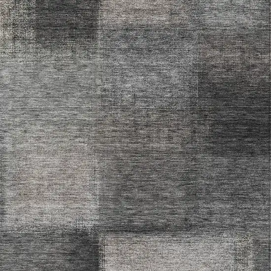 Charcoal Gray And Silver Abstract Washable Indoor Outdoor Area Rug Photo 4