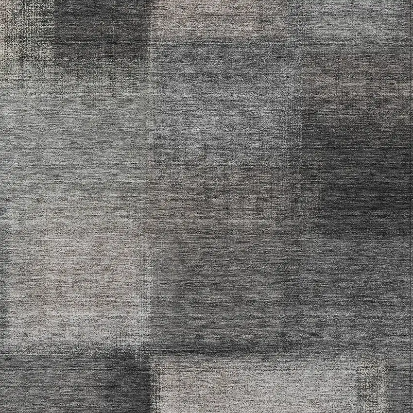 Charcoal Gray And Silver Abstract Washable Indoor Outdoor Area Rug Photo 4