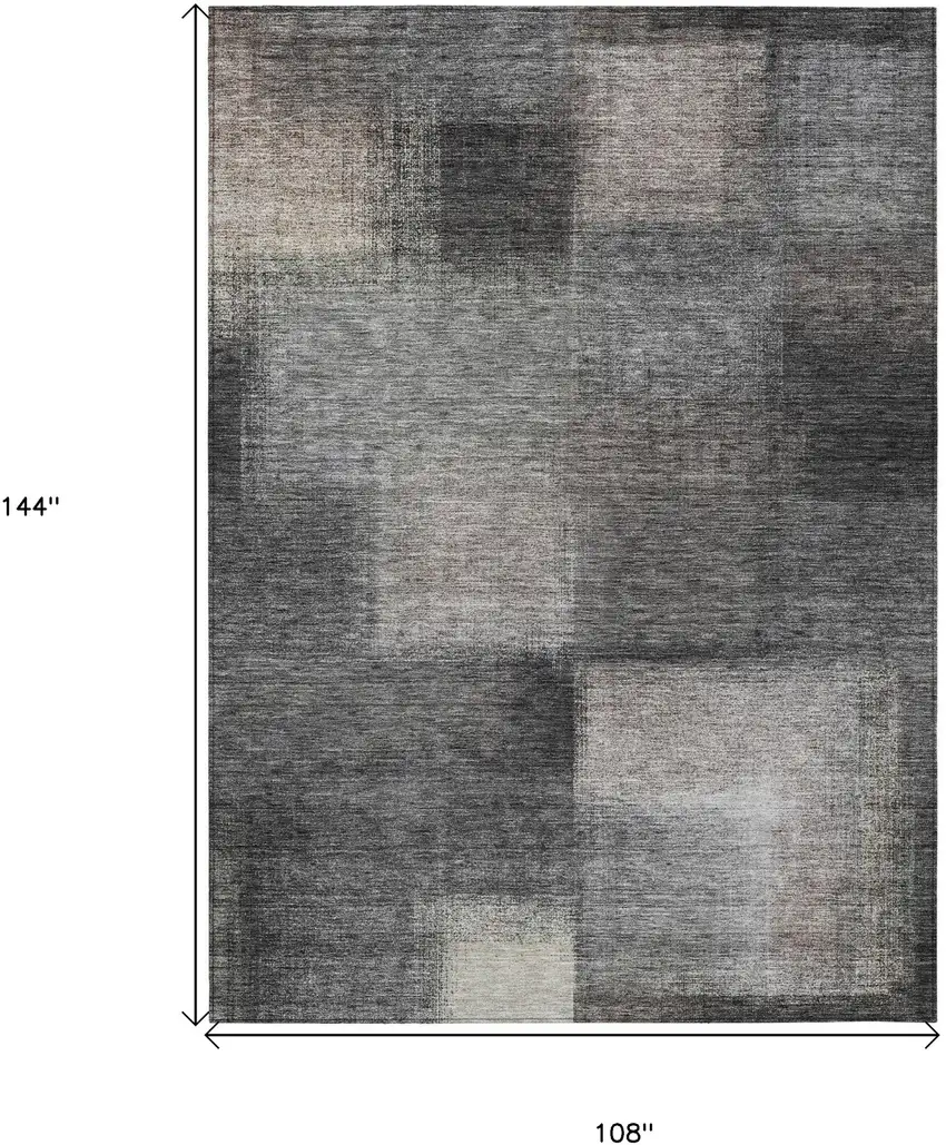 Charcoal Gray And Silver Abstract Washable Indoor Outdoor Area Rug Photo 7