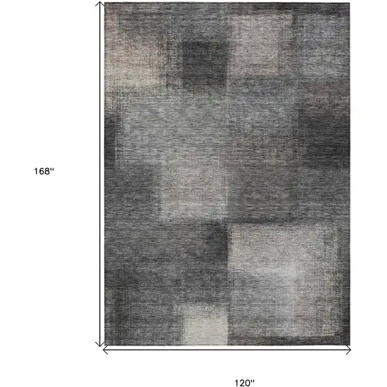 Charcoal Gray And Silver Abstract Washable Indoor Outdoor Area Rug Photo 7