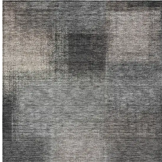 Charcoal Gray And Silver Abstract Washable Indoor Outdoor Area Rug Photo 4