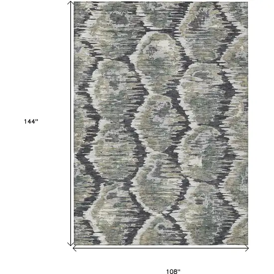 Charcoal Gray And Silver Abstract Washable Indoor Outdoor Area Rug Photo 3